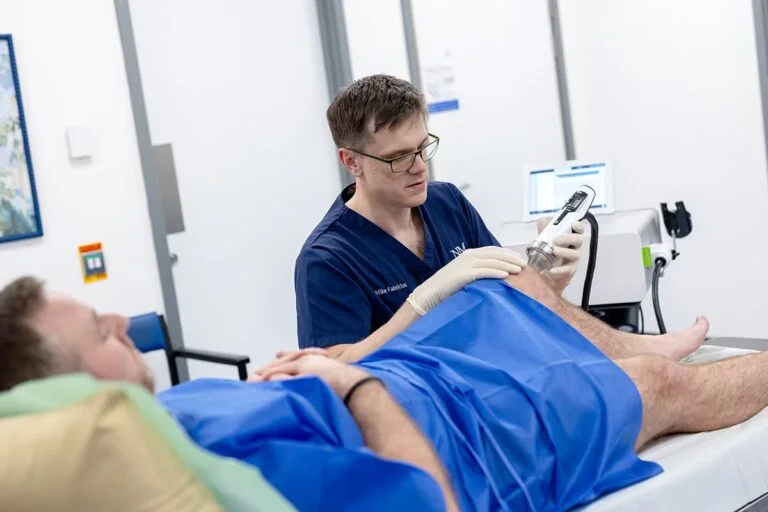 Focused shockwave therapy session for musculoskeletal pain at Northern Medical, Newcastle
